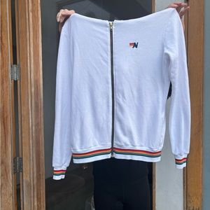 Aviator Nation white and rainbow sweatshirt